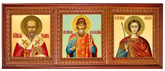 Киоты для икон: Киот резной "Косичка" тройной горизонтальный Киоты для икон: Киот резной "Косичка" тройной горизонтальный