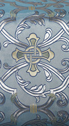 Парча "Кованый крест" (синяя/серебро с золотом)