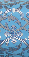 Парча "Кованый крест" (синяя/серебро с синим)