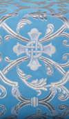 Парча "Кованый крест" (синяя/серебро)