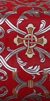 Парча "Кованый крест" (красная/серебро)
