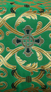 Парча "Кованый крест" (зелёная/золото)