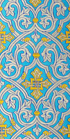 Парча греческая "Славянский крест" (синяя/серебро с золотом)