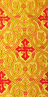 Парча греческая "Славянский крест" (жёлтая/золото с красным)