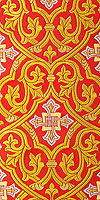 Парча греческая "Славянский крест" (красная/золото с серебром)