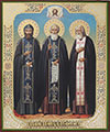 Икона: Свв. преподобные Нил Сорский, Сергий Радонежский и Серафим Саровский