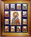 Икона настенная - святитель Николай Чудотворец с житием.