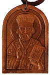 Медальон кожаный образ святитель Николай