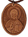 Медальон кожаный образ Спаса Вседержителя