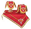 Вышитые покровцы и воздух "Валаам" (красные/серебро)
