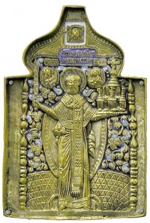 Икона на металле: Свят. Николай Чудотворец (Можайский)
