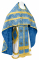 Русское архиерейское облачение - парча П "Миргород" (синее-золото) с бархатными вставками, обиходная отделка