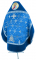 Русское архиерейское облачение - парча П "Белозерск" (синее-серебро) с бархатными вставками (вид сзади), обиходная отделка