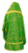 Русское архиерейское облачение - парча П "Вознесение" (зелёное-золото) вид сзади, обиходная отделка