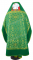 Русское архиерейское облачение - парча П "Царский крест" (зелёное-золото) с бархатными вставками (вид сзади), обиходные кресты