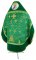 Русское архиерейское облачение - парча П "Белозерск" (зелёное-золото) с бархатными вставками (вид сзади), обиходная отделка