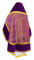 Русское архиерейское облачение - парча П "Альфа и Омега" (фиолетовое-золото) с бархатными вставками, вид сзади, обиходная отделка