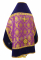 Русское архиерейское облачение - парча П "Новая корона" (фиолетовое-золото) с бархатными вставками вид сзади, обиходная отделка