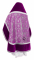 Русское архиерейское облачение - парча П "Альфа и Омега" (фиолетовое-серебро) с бархатными вставками, вид сзади, обиходная отделка