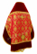 Русское архиерейское облачение - парча П "Новая корона" (красное-золото) с бархатными вставками вид сзади, обиходная отделка