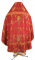 Русское архиерейское облачение - парча П "Виноград" (красное-золото) вид сзади, обиходная отделка