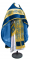 Русское архиерейское облачение - парча П "Феофания" ПГ1 (синее-золото), обиходная отделка (с бархатными вставками и вышитой иконой)