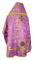 Русское архиерейское облачение - парча ПГ2 "Павлины" (фиолетовое-золото) с бархатными вставками (вид сзади), обиходная отделка