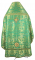 Русское архиерейское облачение - парча ПГ3 "Малиновый крест" (зелёное-золото) вид сзади, обиходные кресты