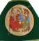 Русское архиерейское облачение - парча ПГ5 "Ваза" (зелёное-золото) вид сзади, деталь, обиходная отделка