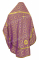 Русское архиерейское облачение - шёлк Ш3 "Василия" (фиолетовое-золото) вид сзади, обиходная отделка