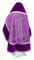 Русское архиерейское облачение - шёлк Ш3 "Альфа-и-Омега" (фиолетовое-серебро) с бархатными вставками, вид сзади, обиходная отделка