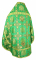 Русское архиерейское облачение - шёлк Ш4 "Донецк" (зелёное-золото) вид сзади, обиходная отделка