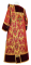 Дьяконское облачение - парча П "Виноград" (бордо-золото) вид сзади, с бархатными вставками, обиходная отделка