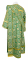Дьяконское облачение - парча П "Растительный крест" (зелёное-золото) вид сзади, обиходная отделка