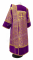 Дьяконское облачение - парча П "Коринф" (фиолетовое-золото) с бархатными вставками, вид сзади, обиходная отделка