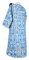 Дьяконское облачение - парча ПГ1 "Павлины" (синее-серебро) с бархатными вставками, вид сзади, обиходная отделка