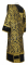 Дьяконское облачение - парча ПГ1 "Букет" (чёрное-золото) с бархатными вставками, вид сзади, обиходная отделка