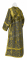 Иподьяконское облачение - парча П "Престол" (чёрное-золото) вид сзади, обыденная отделка