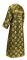 Стихарь дьяконский - парча П "Мирликийская" (чёрный-золото), вид сзади, обиходная отделка
