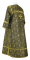 Стихарь дьяконский - парча П "Альфа-и-Омега" (чёрный-золото) вид сзади, обиходная отделка