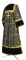 Стихарь дьяконский - парча П "Кустодия" (чёрный-золото) вид сзади, с бархатными вставками, обиходная отделка