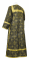 Стихарь дьяконский - парча П "Кустодия" (чёрный-золото) вид сзади, обыденная отделка