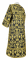 Стихарь дьяконский - парча П "Букет" (чёрный-золото) с бархатными вставками, вид сзади, обиходная отделка