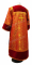 Стихарь дьяконский - парча П "Коринф" (красный-золото) с бархатными вставками, вид сзади, обиходная отделка