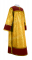 Стихарь дьяконский - парча ПГ3 "Морозко" (жёлтый-бордо-золото) с бархатными вставками, обиходная отделка