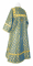 Стихарь дьяконский - шёлк Ш3 "Соловки" (синий-золото) вид сзади, обиходная отделка