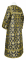 Стихарь дьяконский - шёлк Ш3 "Лоза" (чёрный-золото) вид сзади, обиходная отделка