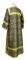 Стихарь дьяконский - шёлк Ш3 "Шуя" (чёрный-золото), вид сзади, обыденная отделка