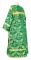 Стихарь дьяконский - шёлк Ш3 "Курск" (зелёный-золото) вид сзади, обиходная отделка