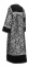 Стихарь дьяконский - шёлк Ш4 "Букет" (чёрный-серебро) с бархатными вставками, вид сзади, обиходная отделка
